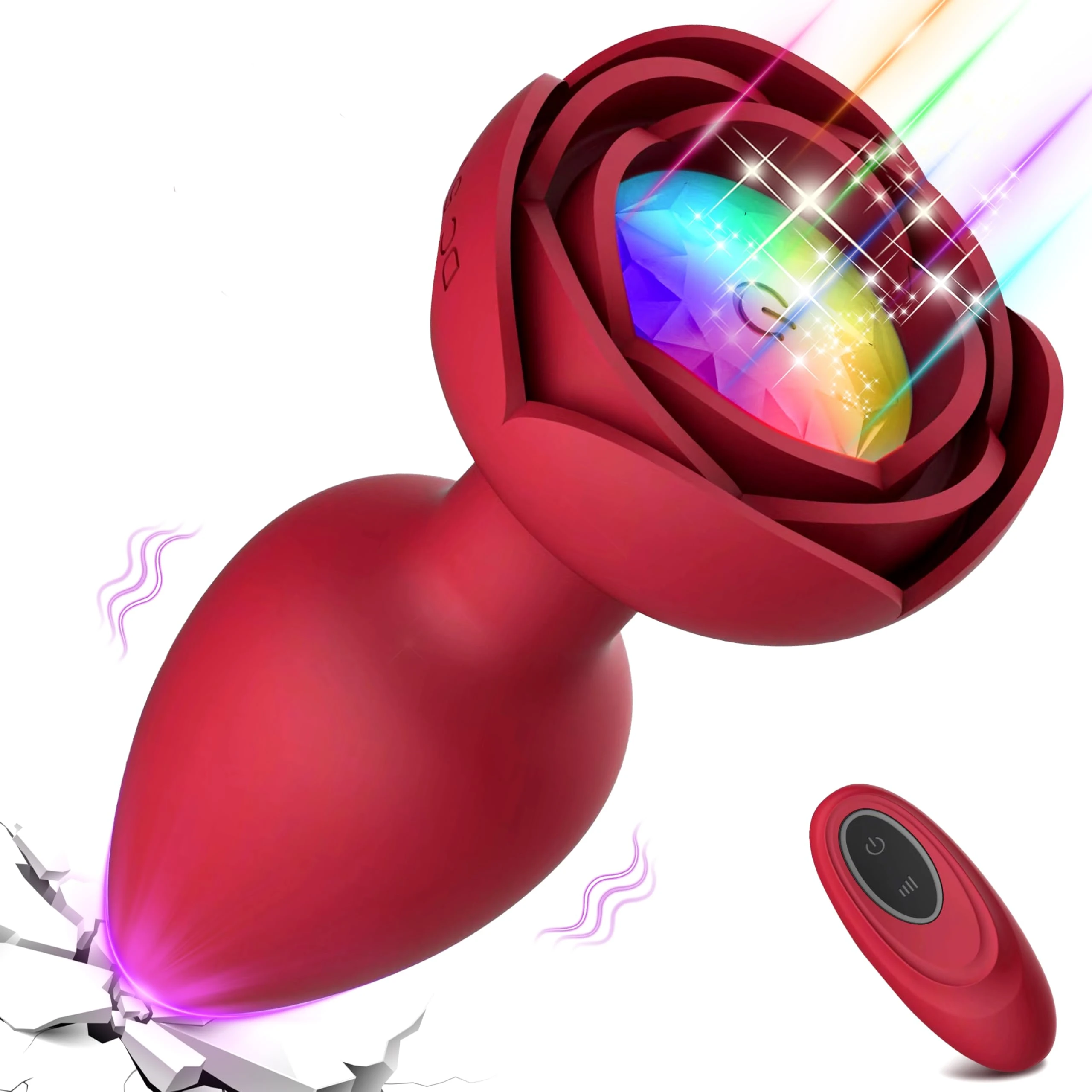 plug Anal Vibrador De Rosa y luz