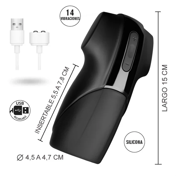 Men Vibration Masturbador masculino con 14 modos de vibracion