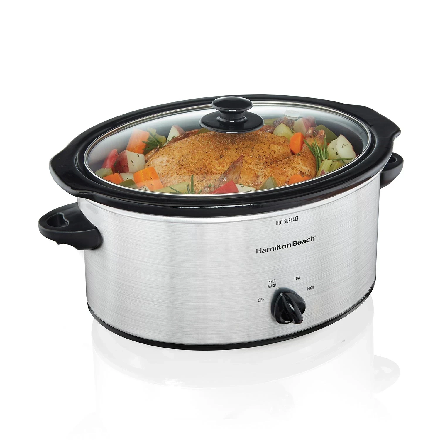 HB Slow Cooker 5 Qt Oval 33156RG Silver