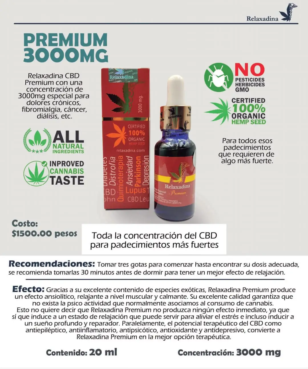CBD alta concentración 3000 mg