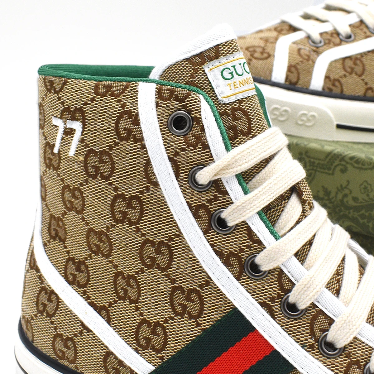 Gucci Tennis 1977 Lona Caña Alta Beige GG Estampado 7
