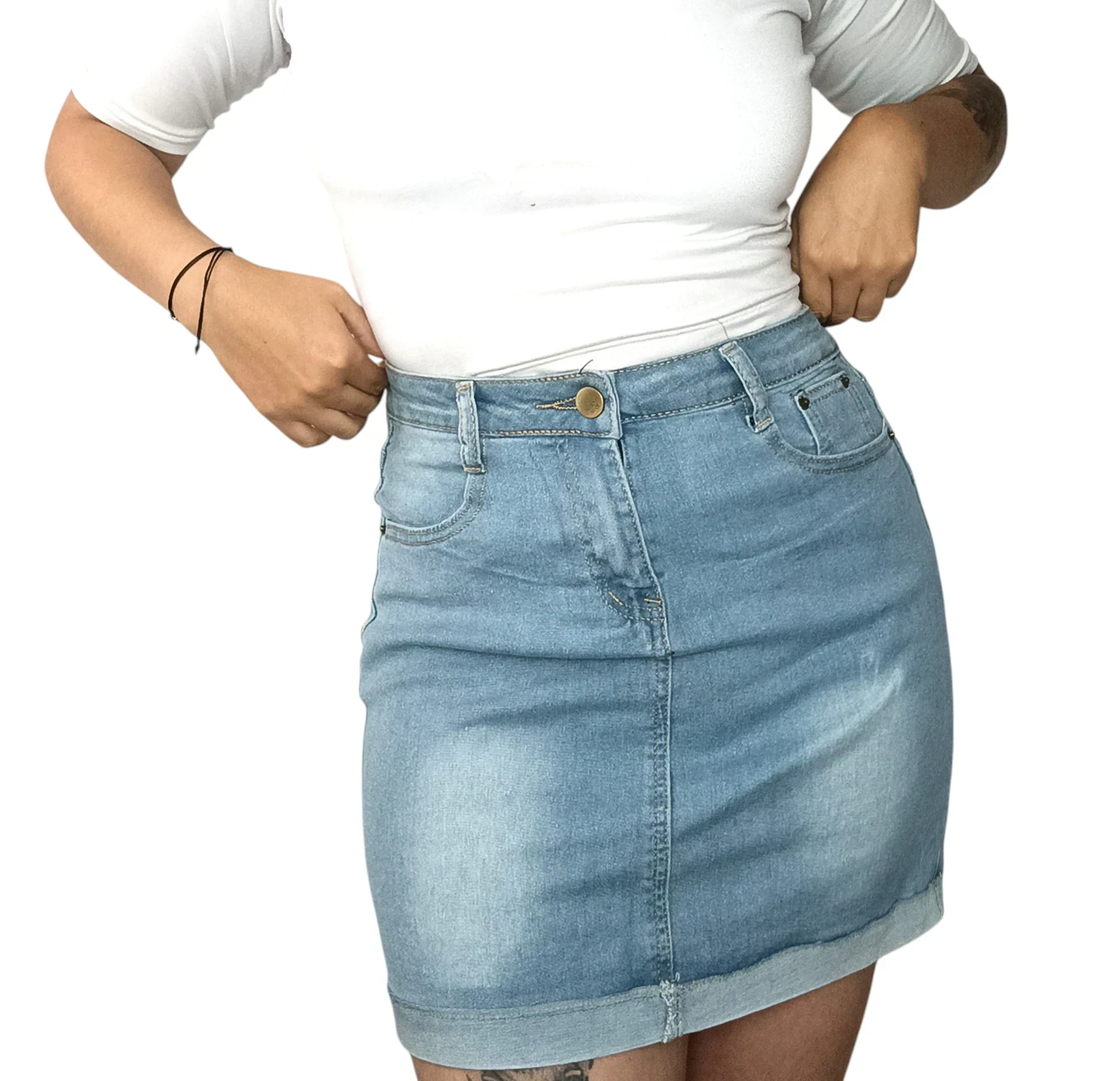 Falda jean claro licrada