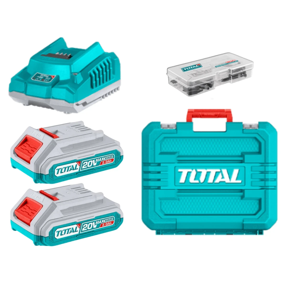 TDLI20453 Taladro atornillador 52nm + 2 baterías 2ah y cargador total 3