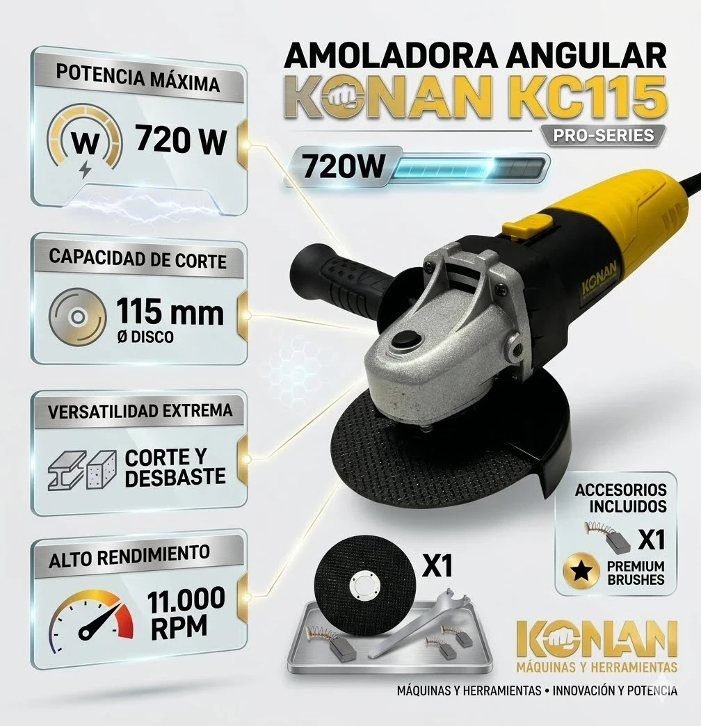 AMOLADORA ANGULAR LUSQTOFF L-820 • 720W (115 mm)