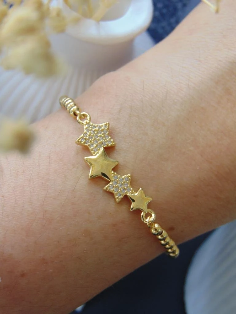 PULSERAS RODIO DOR ESTRELLAS CIRCON BLANCO 2