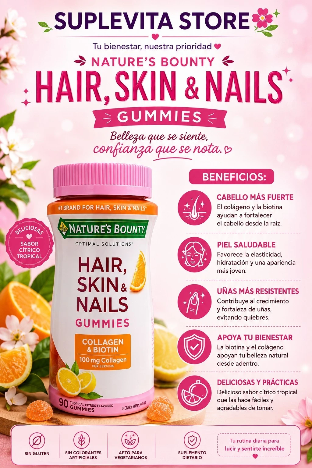 Nature's Bounty Hair, Skin & Nails Gummies (Collagen & Biotin)