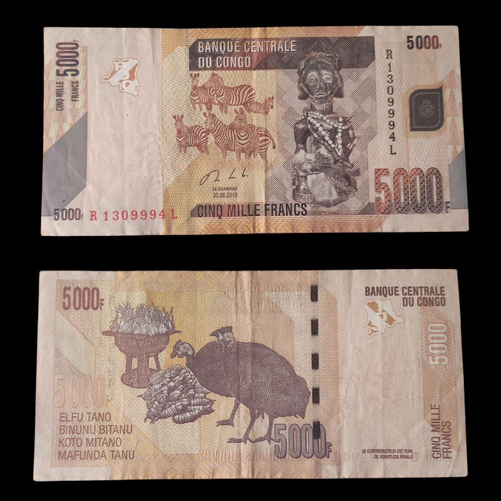 ° Congo 5000 Francos Circulado 