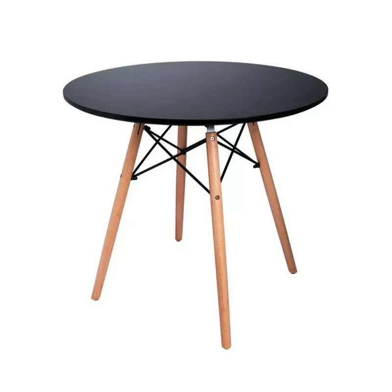 Juego Comedor Nordico Redonda  90 cm Tapa Negra  3