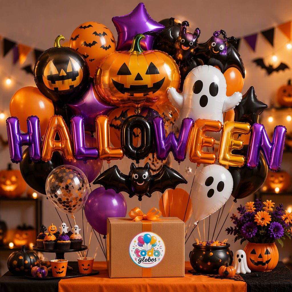 ¡Halloween lleno de globos!