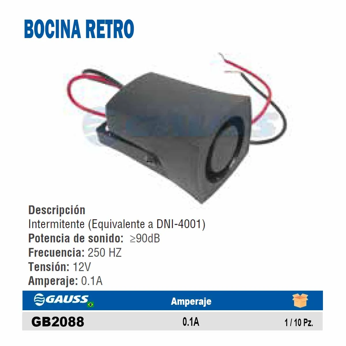 BOCINA RETRO INTERMIT BASE MOVIL NEGRO (DNI4001) 0.1A-12V
