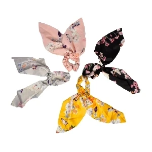 COLETAS DE SEDA SUJETADORAS DE CABELLO CON DISENO DE FLORES