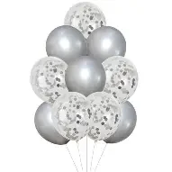 SET CONFETTI PLATEADO 