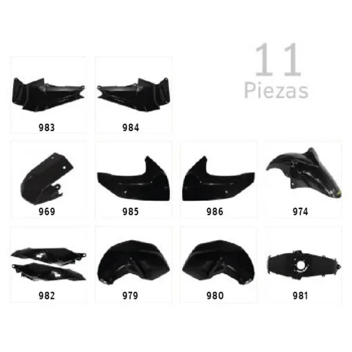 KIT PLASTICO YAMAHA FZ160 NEGRO 11PCS [VC] -41131