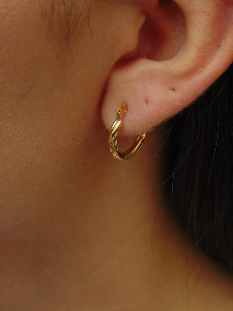 CANDONGA ORO LAMINADO 18K GLOBO REDOND MEDIA MELCOCHA TALLADA 1.4CM|1.5MM 2