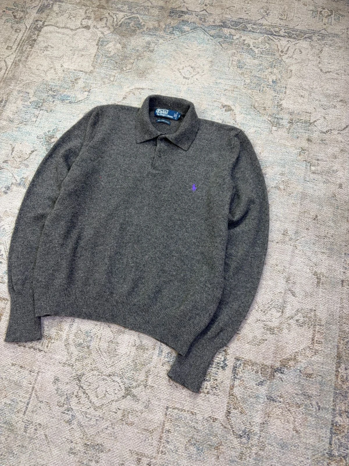 POLO RALPH LAUREN 100% LAMBSWOOL POLO SWEATER