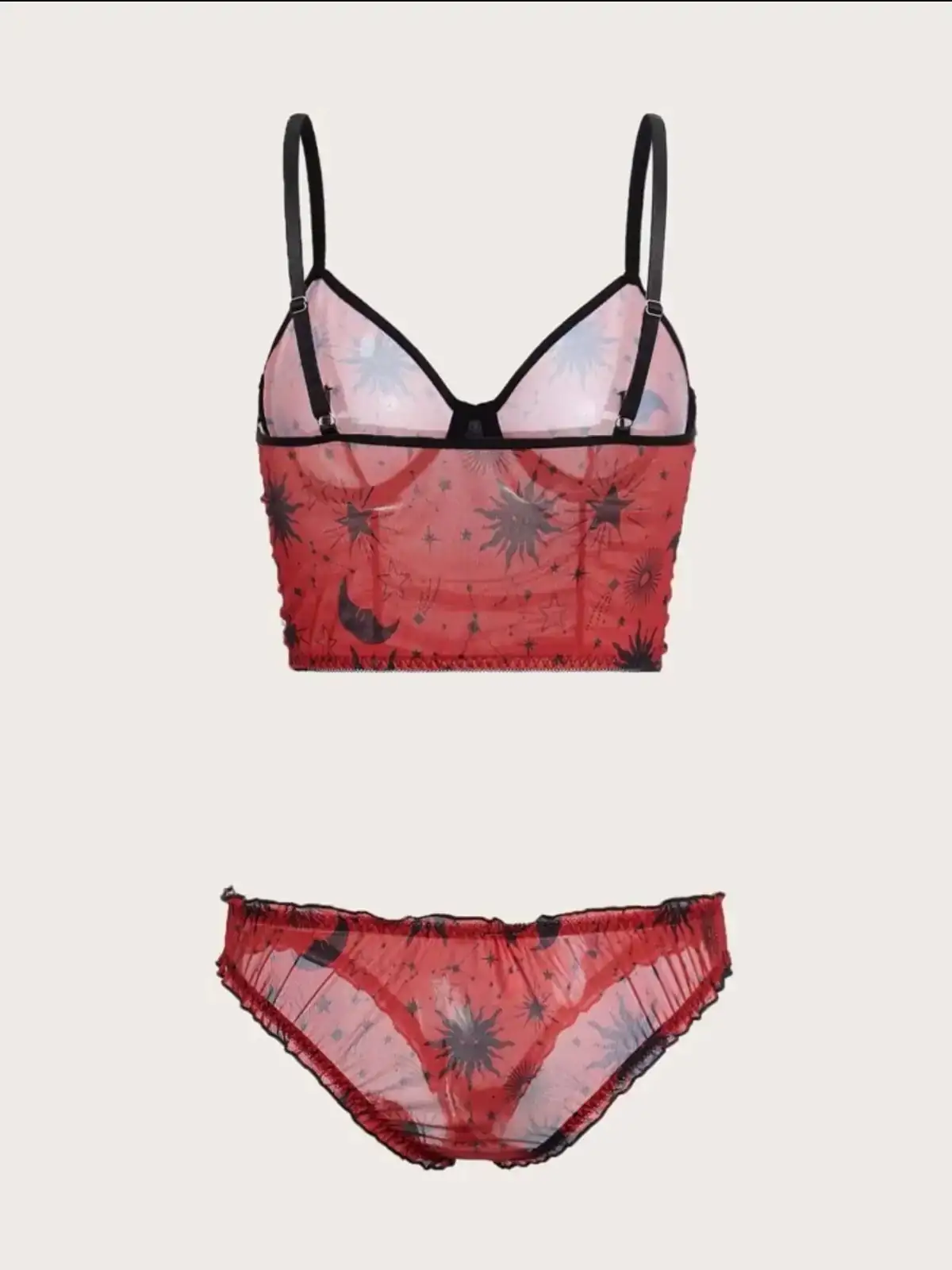 Conjunto Lenceria semitransparente rojo S 2