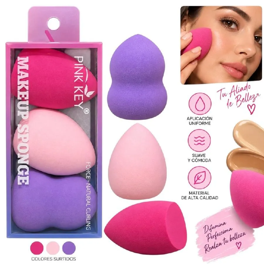 set de beauty blender motivos surtidos pink