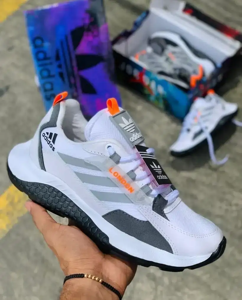 Tenis Adidas London Blanco Gris caballero 