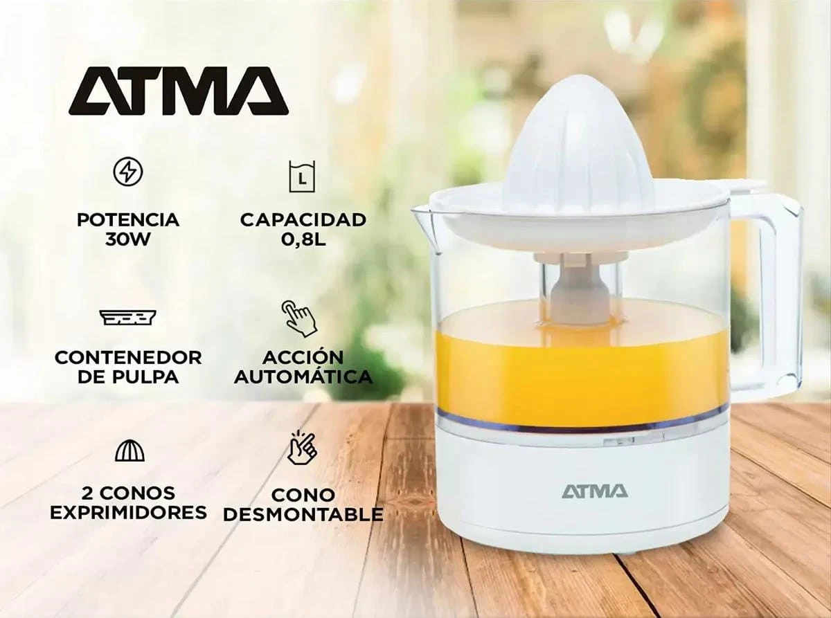 EXPRIMIDOR DE JUGO ELECTRICO 0.8L ATMA