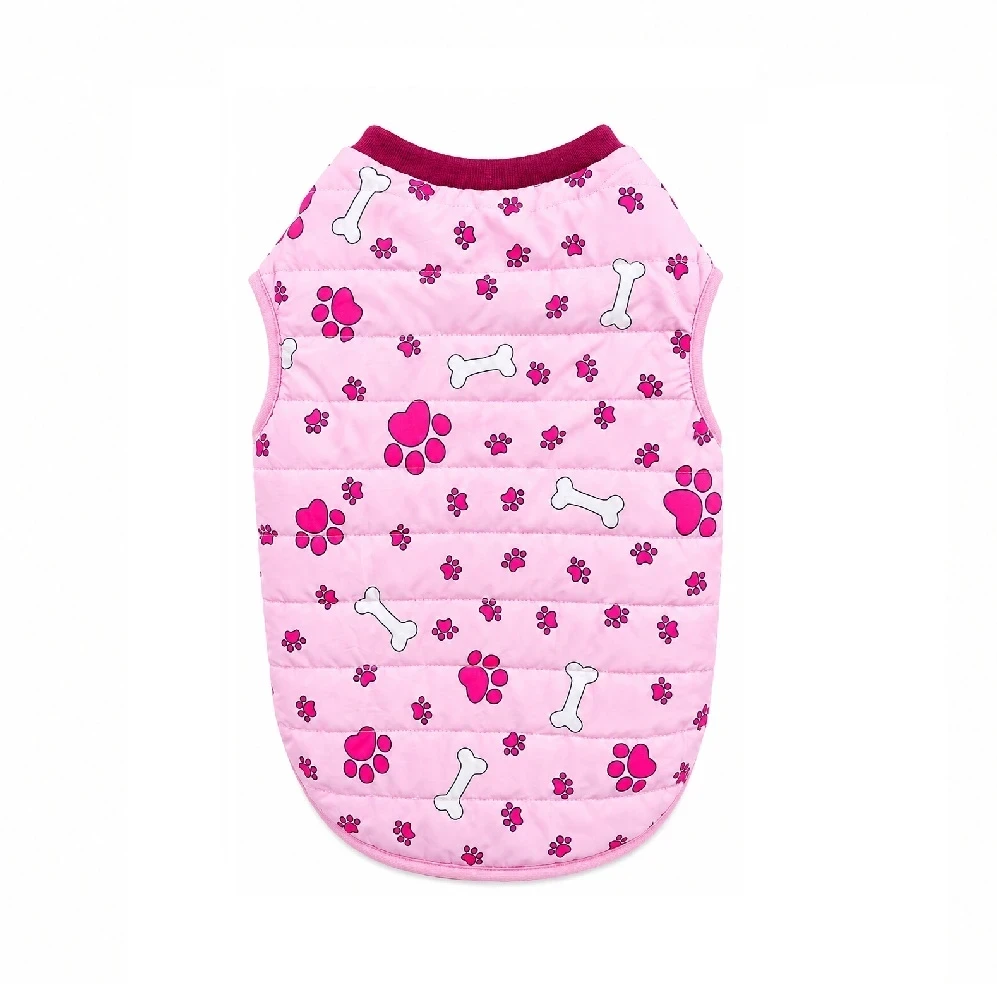  Chaleco impermeable con forro huellitas rosado