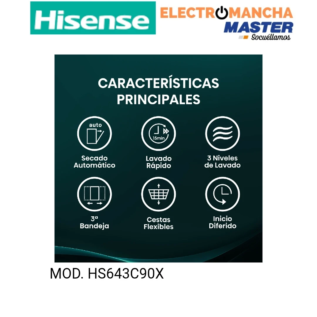LAVAVAJILLAS HISENSE HS643C90X INOX 3 BANDEJA C 3
