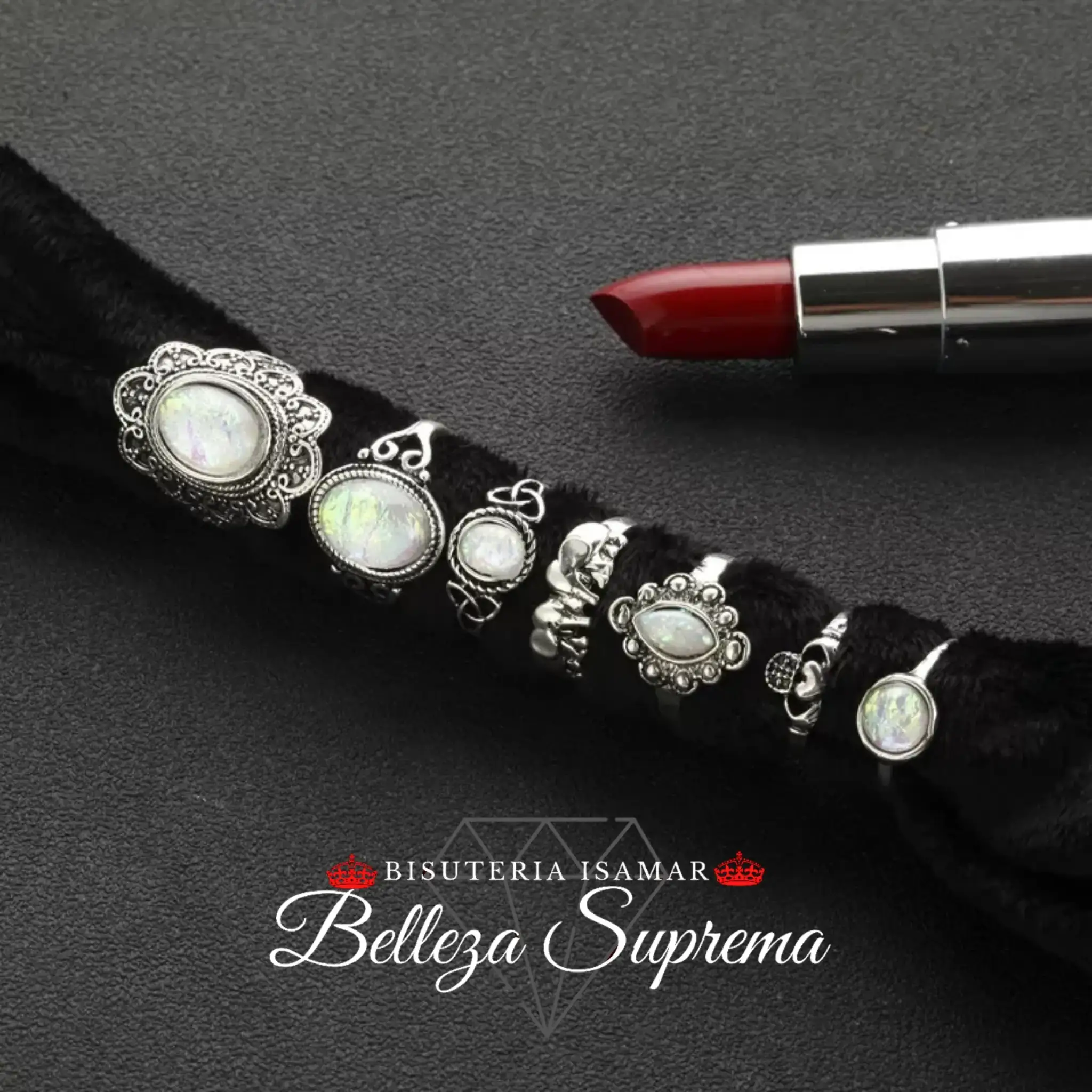 SET DE ANILLOS EN PLATA QUEMADA