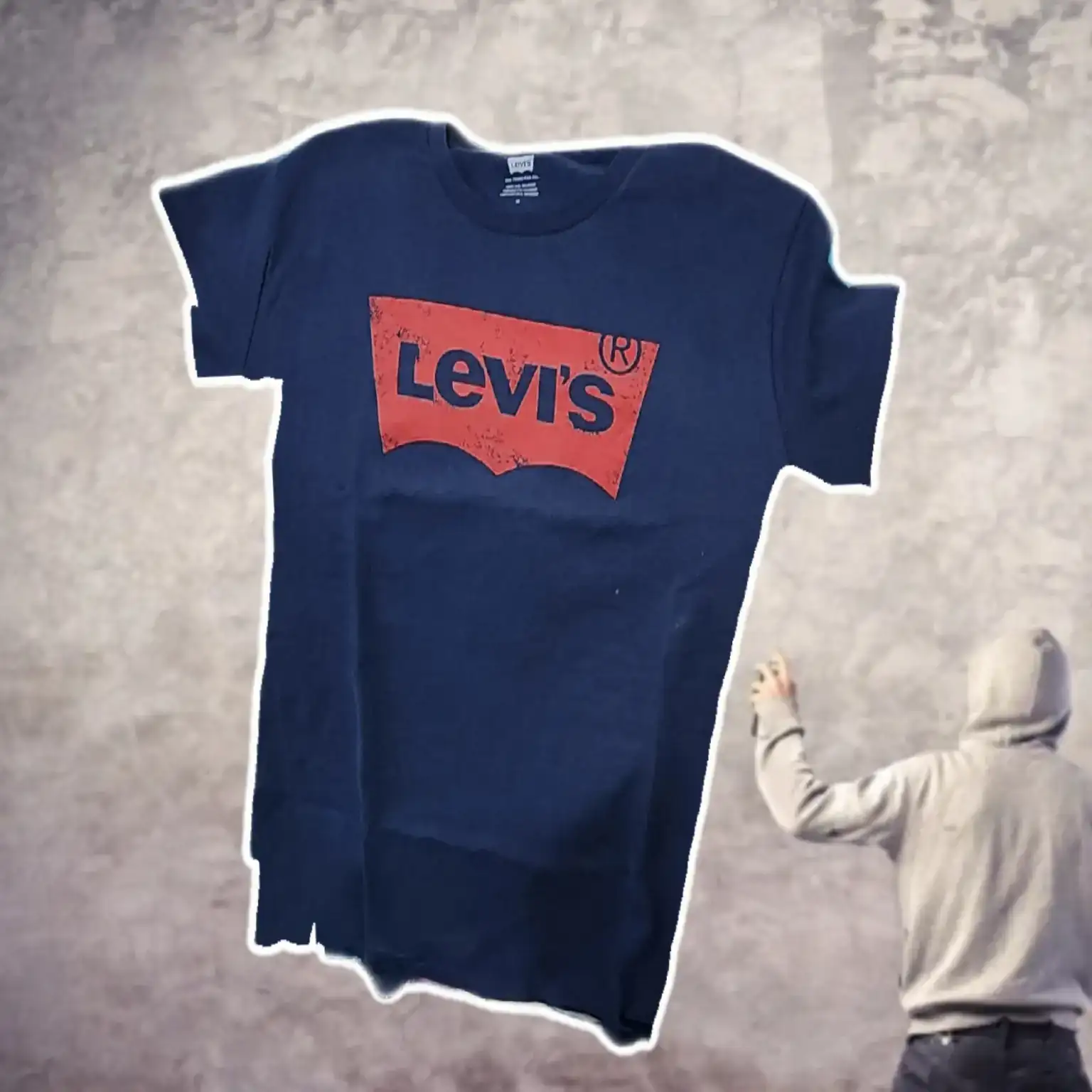Playera azul c/ logo rojo