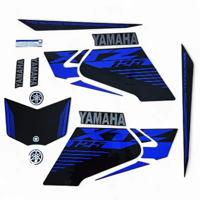 XTZ 125 Calcomanias 2023 negro con lineas azul