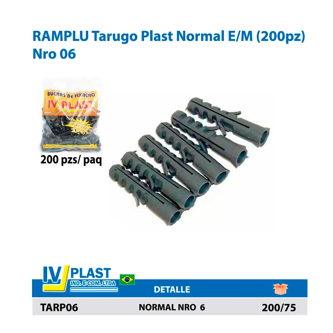 RAMPLU Tarugo Plast Normal E/M (200pz) Nro 06 