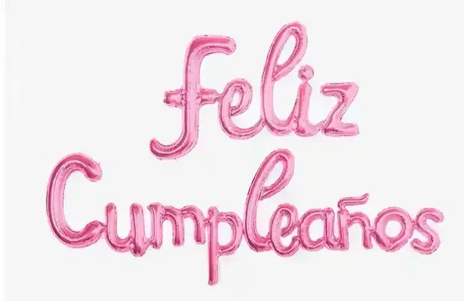 Globo metalizado frase feliz cumpleaños cursiva 3