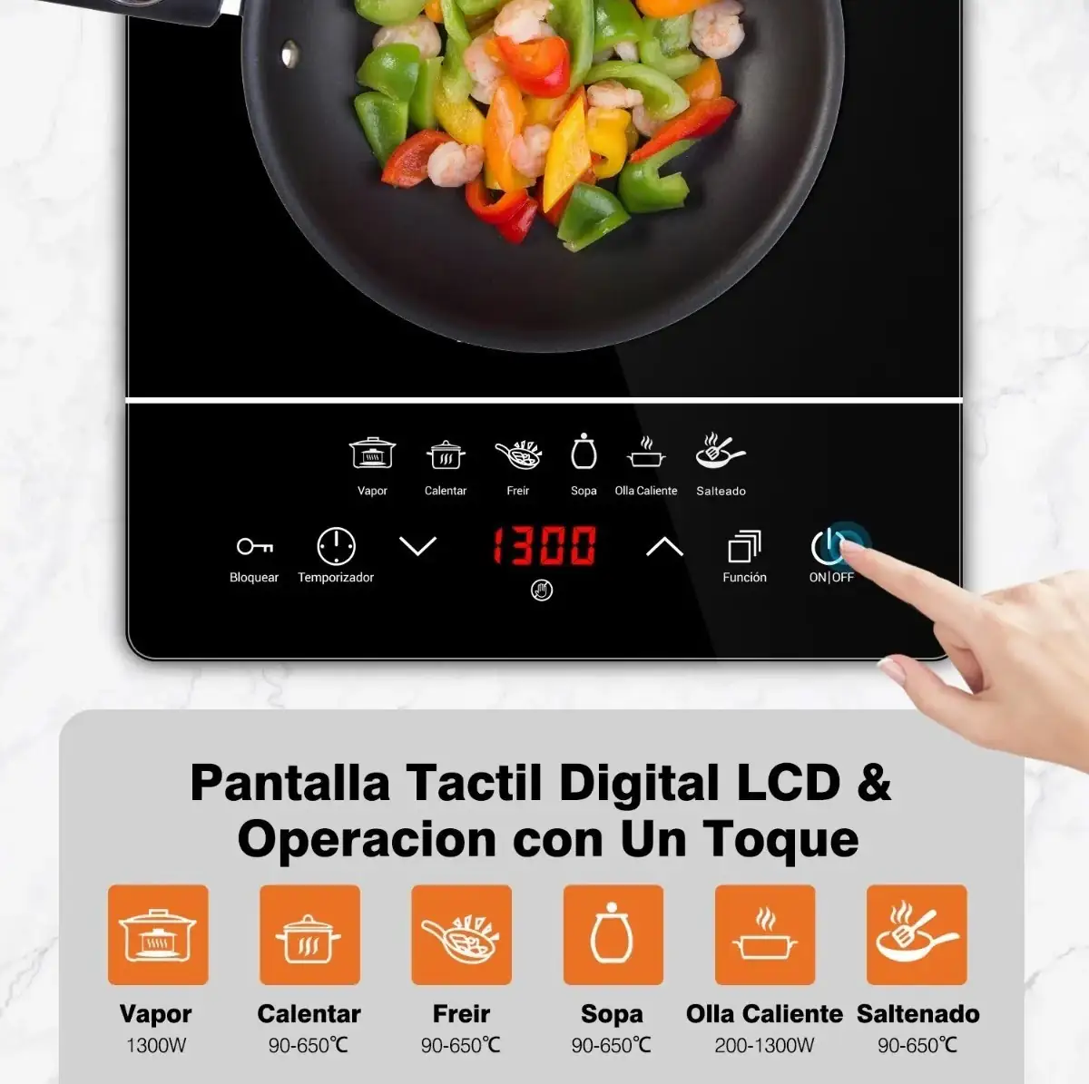 Parrilla de inducción estufa cerámica eléctrica 120v negra  3