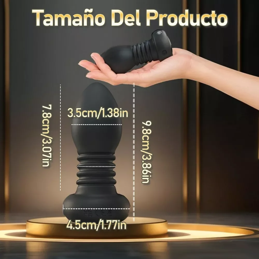Vibrador Plug Anal Vibrador Telescópica Con Control Remoto 3