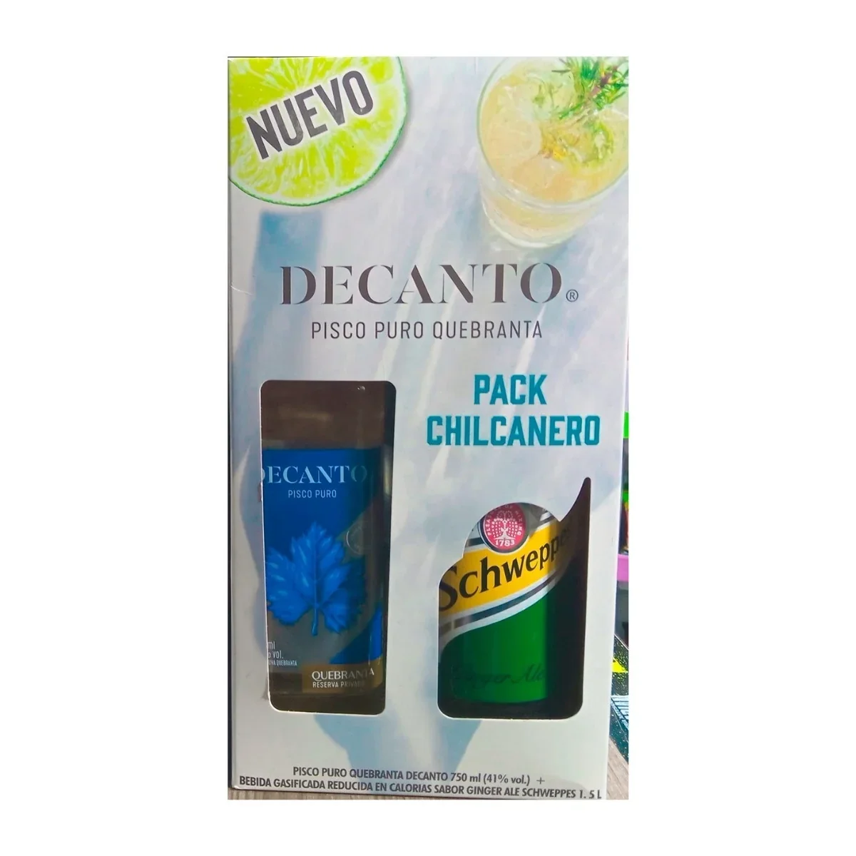 PACK PISCO QUEBRANTA 750ML + SCHWEPPER 1.5L