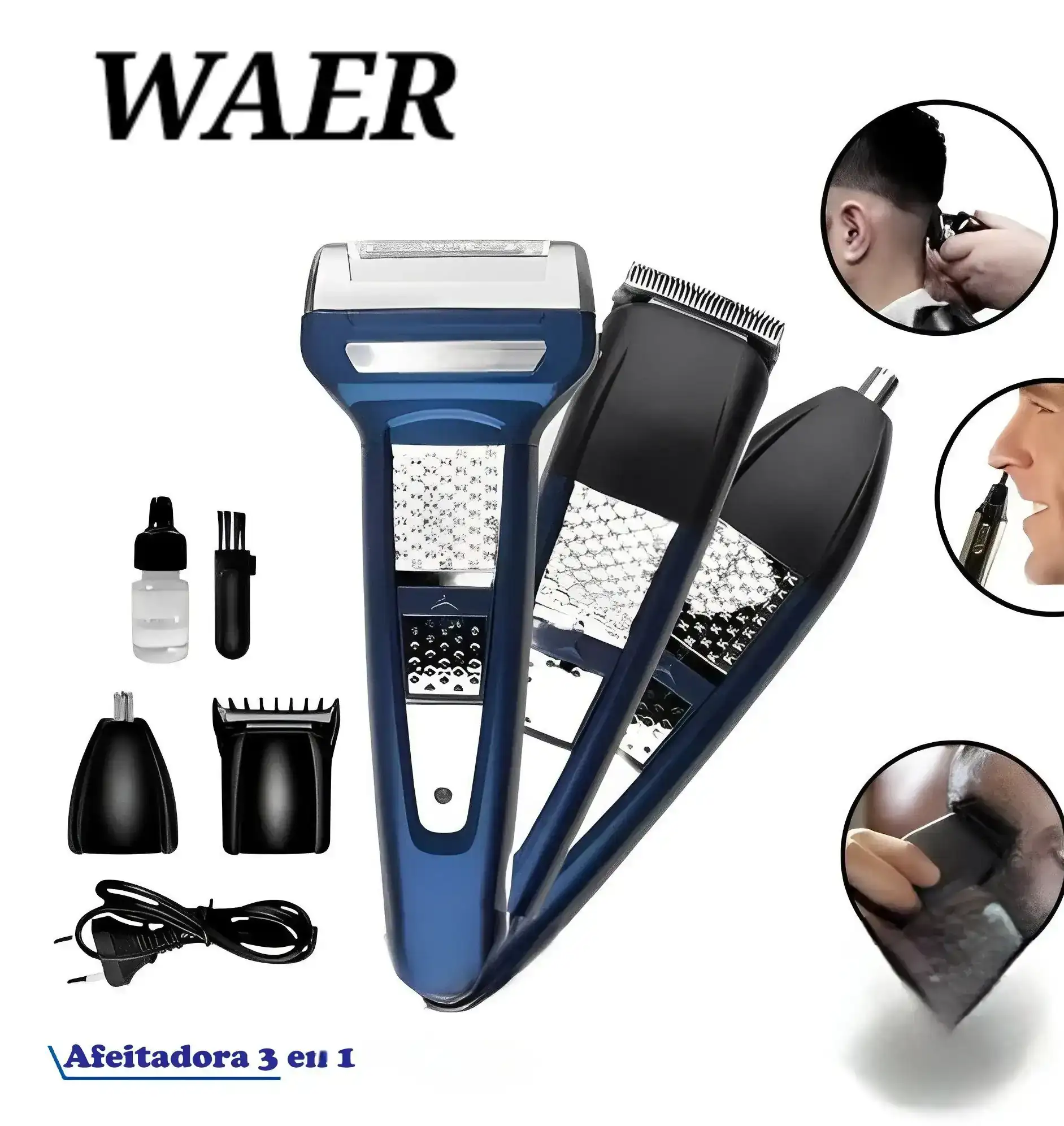 AFEITADORA WAER 3 EN 1 