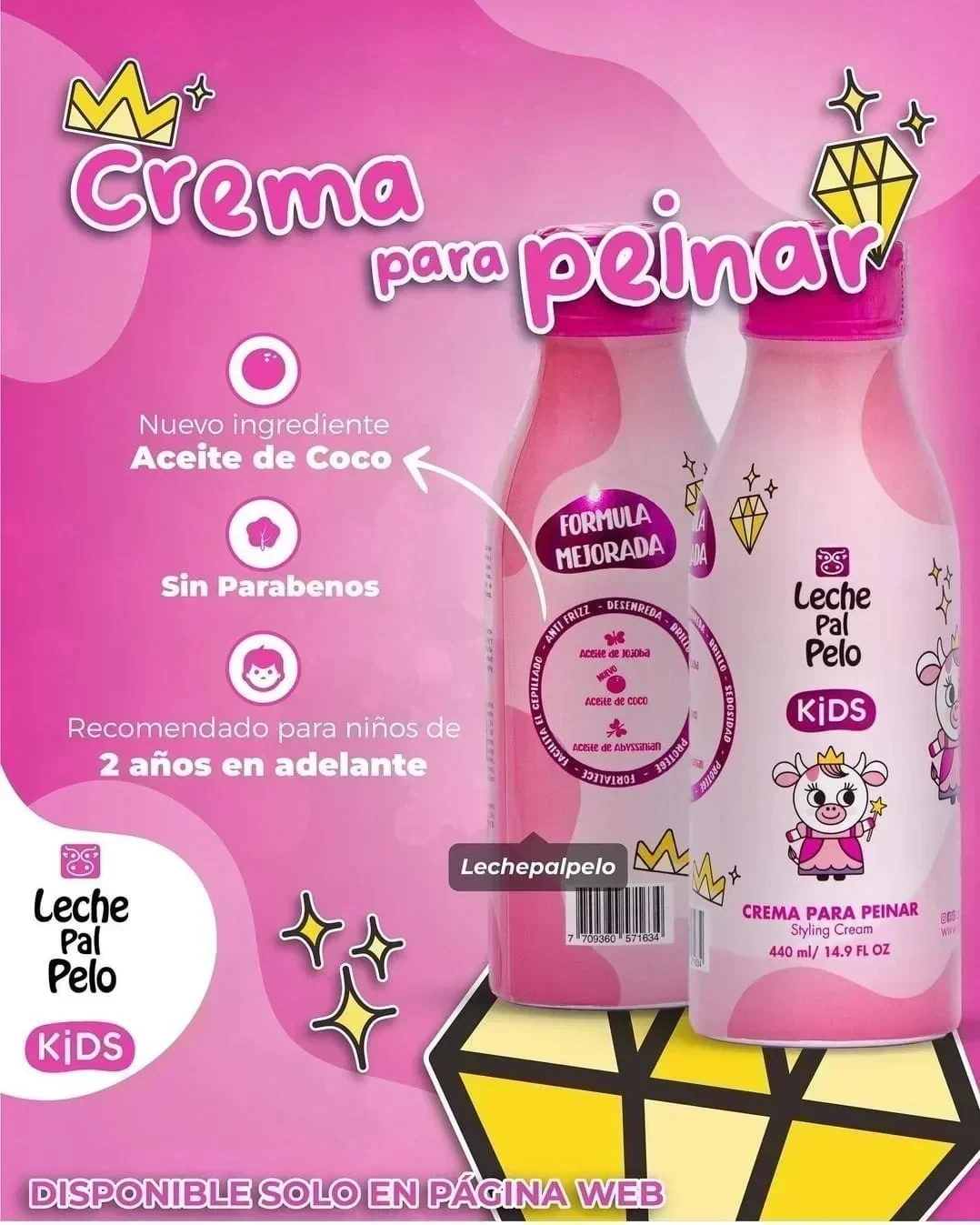 leche pal pelo kids crema de peinar x440 ml