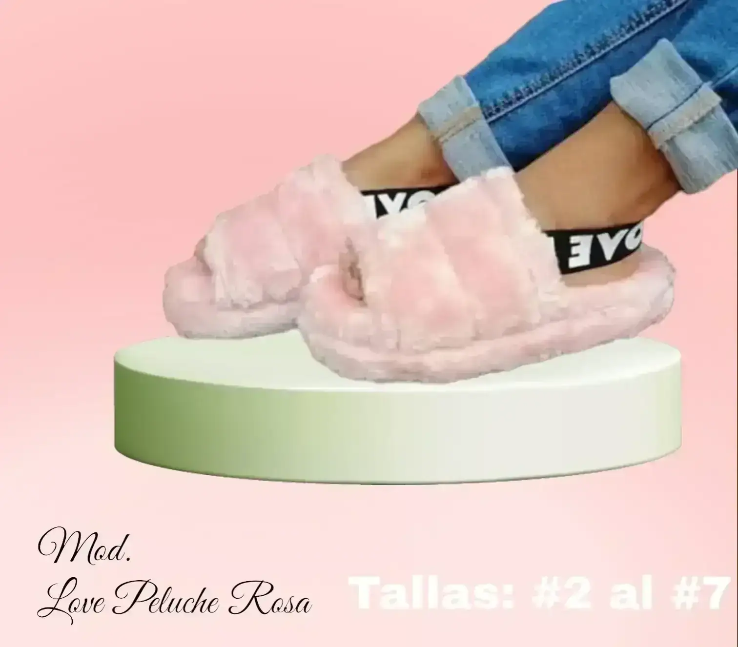 Mod.227 MENUDEO Sandalia Peluche Plataforma Rosa