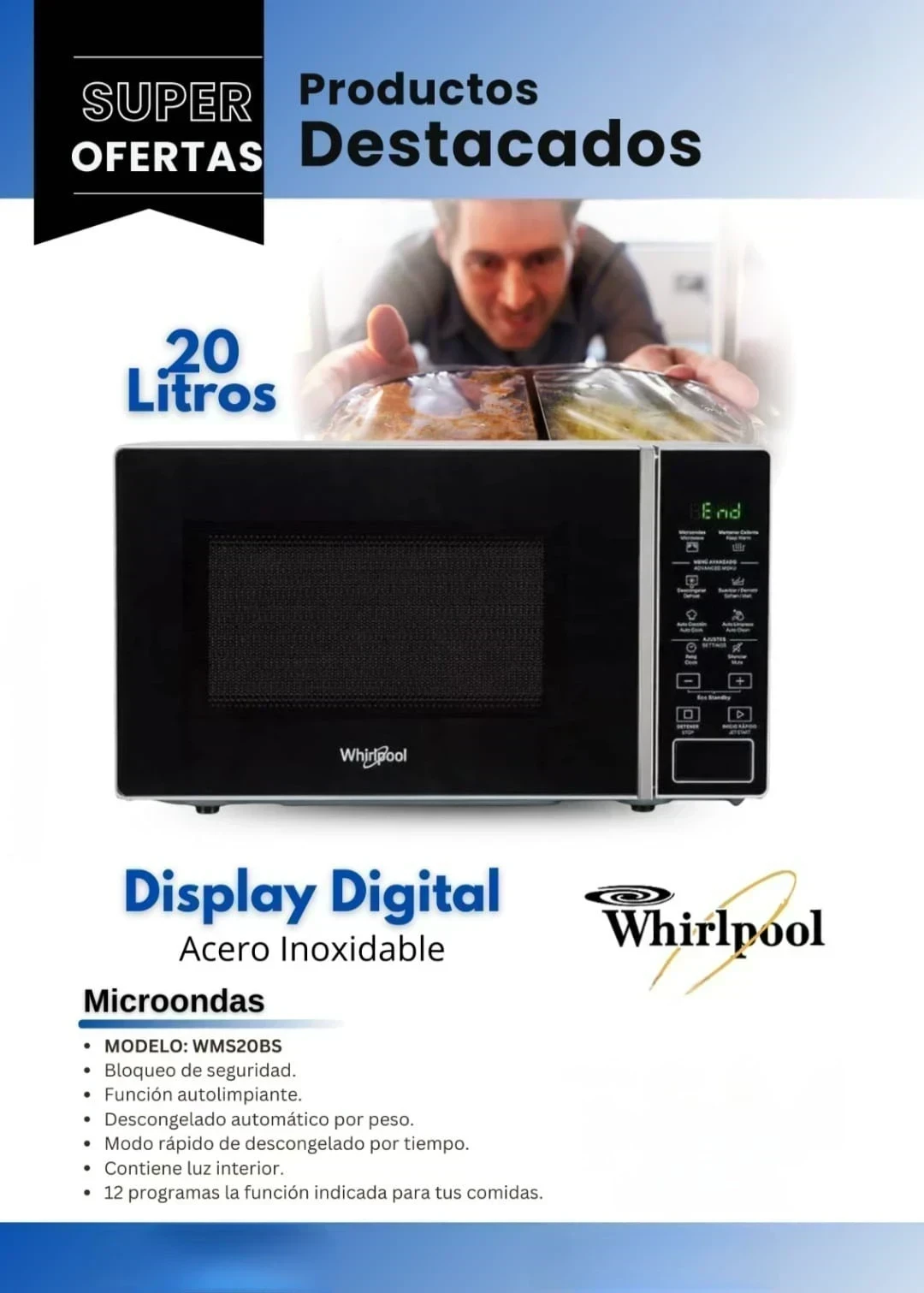 Microondas Whirlpool 20lt gris
