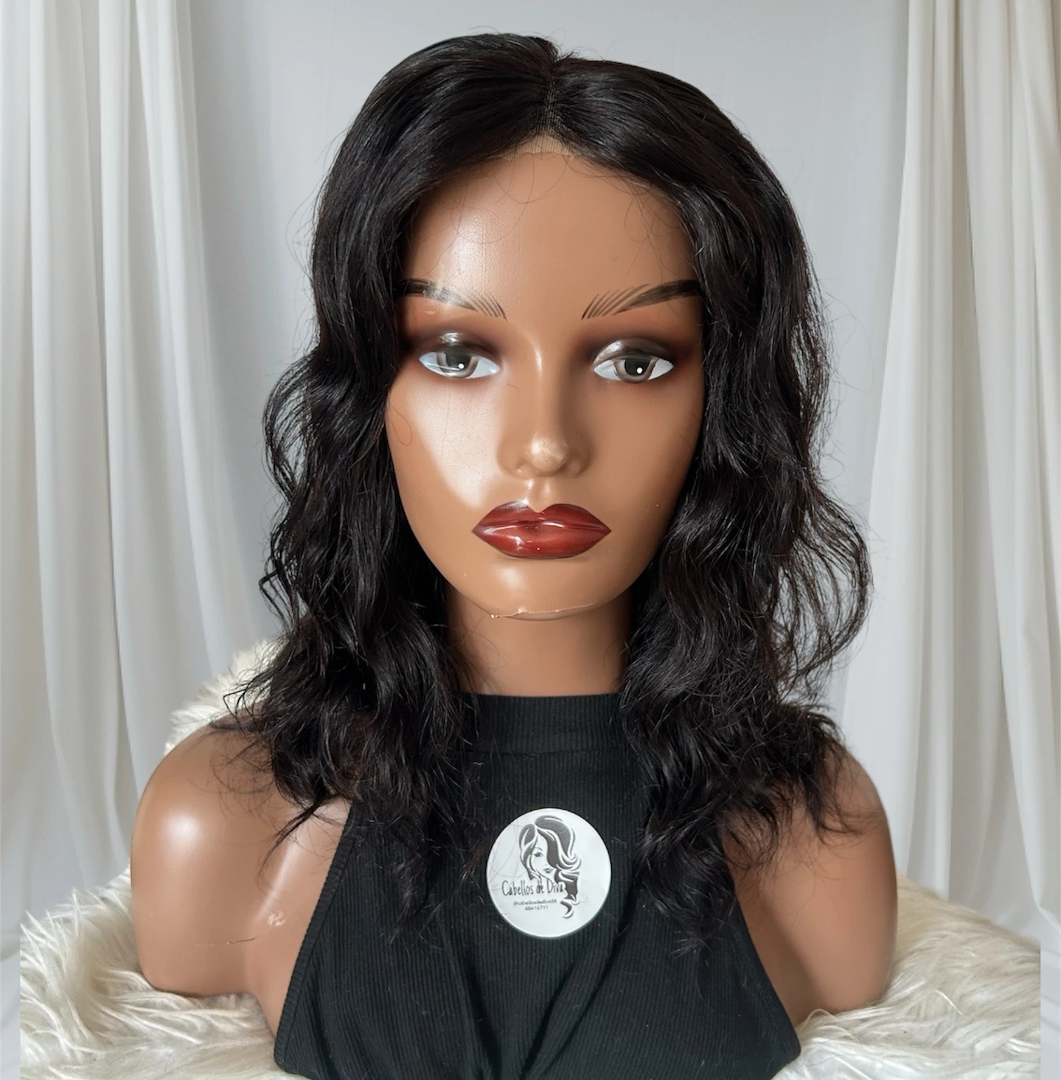 Peluca cabello humano ondulado, 14 pulgadas, frontal lace 4x4 glueless  2