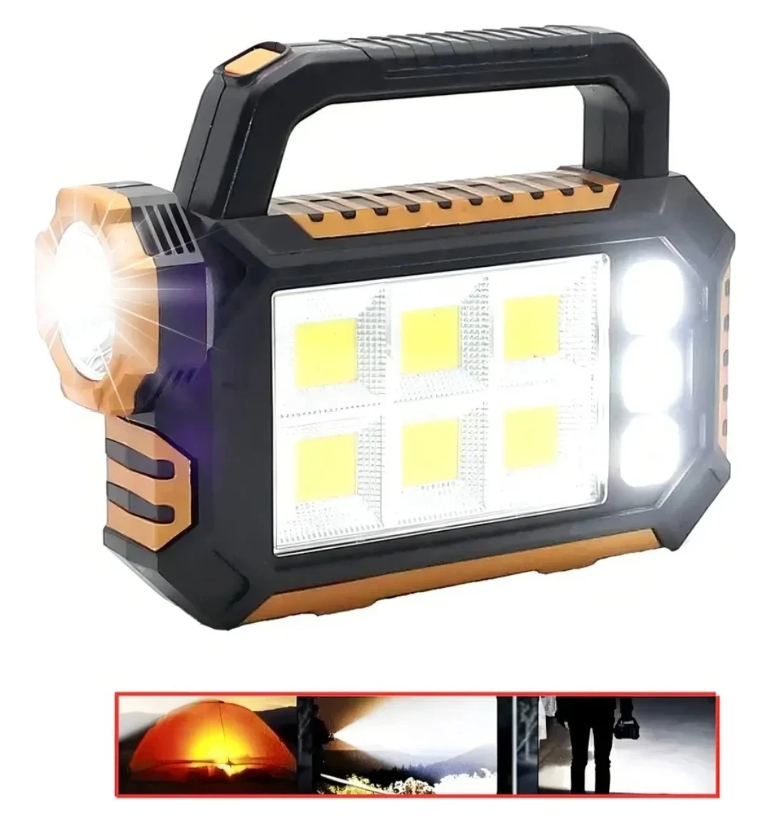 Linterna Recargable Usb y Solar Powebank