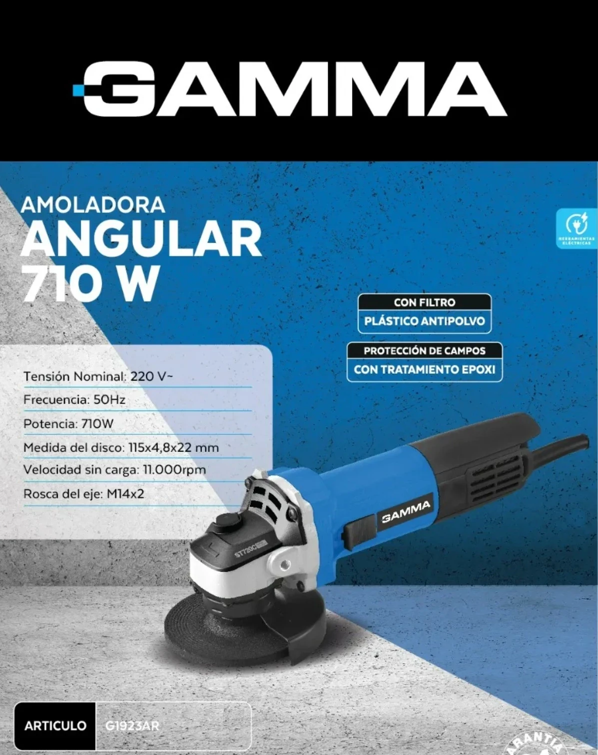 Amoladora GAMMA 115MM 710W