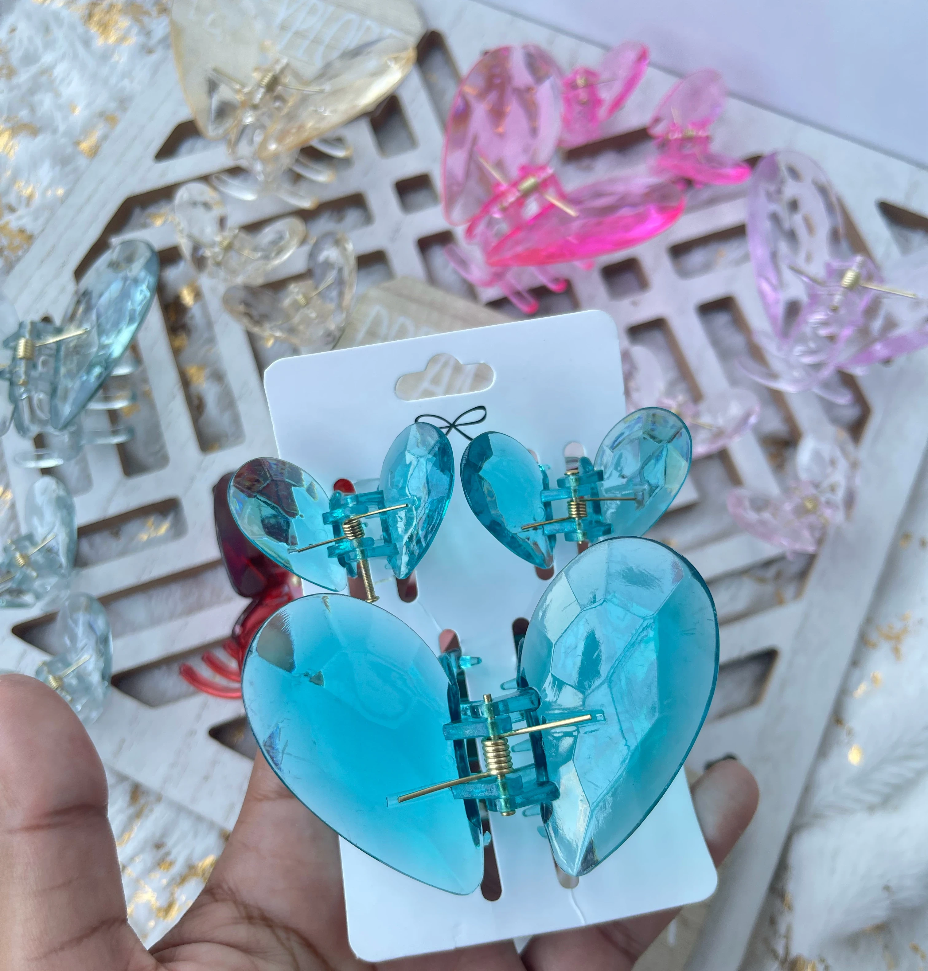 SET X3 PINZAS PARA CABELLO EN FORMA DE CORAZON
