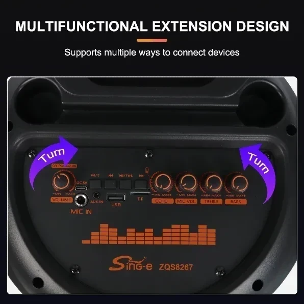 Parlante Bluetooth / 80cm / 1 Micro / Control 𝙎𝙄𝙉𝙂-𝙀 3