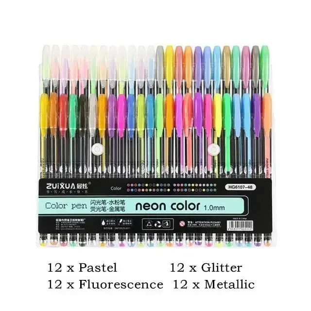 Estuche de bolígrafo neon gel de 48 tintas