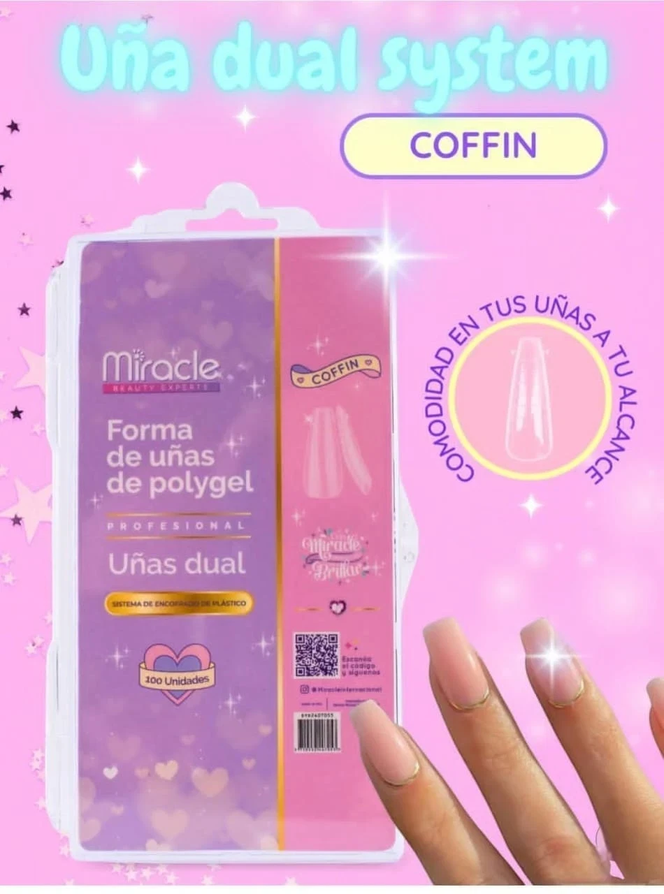 miracle caja uña tips x100pcs coffin