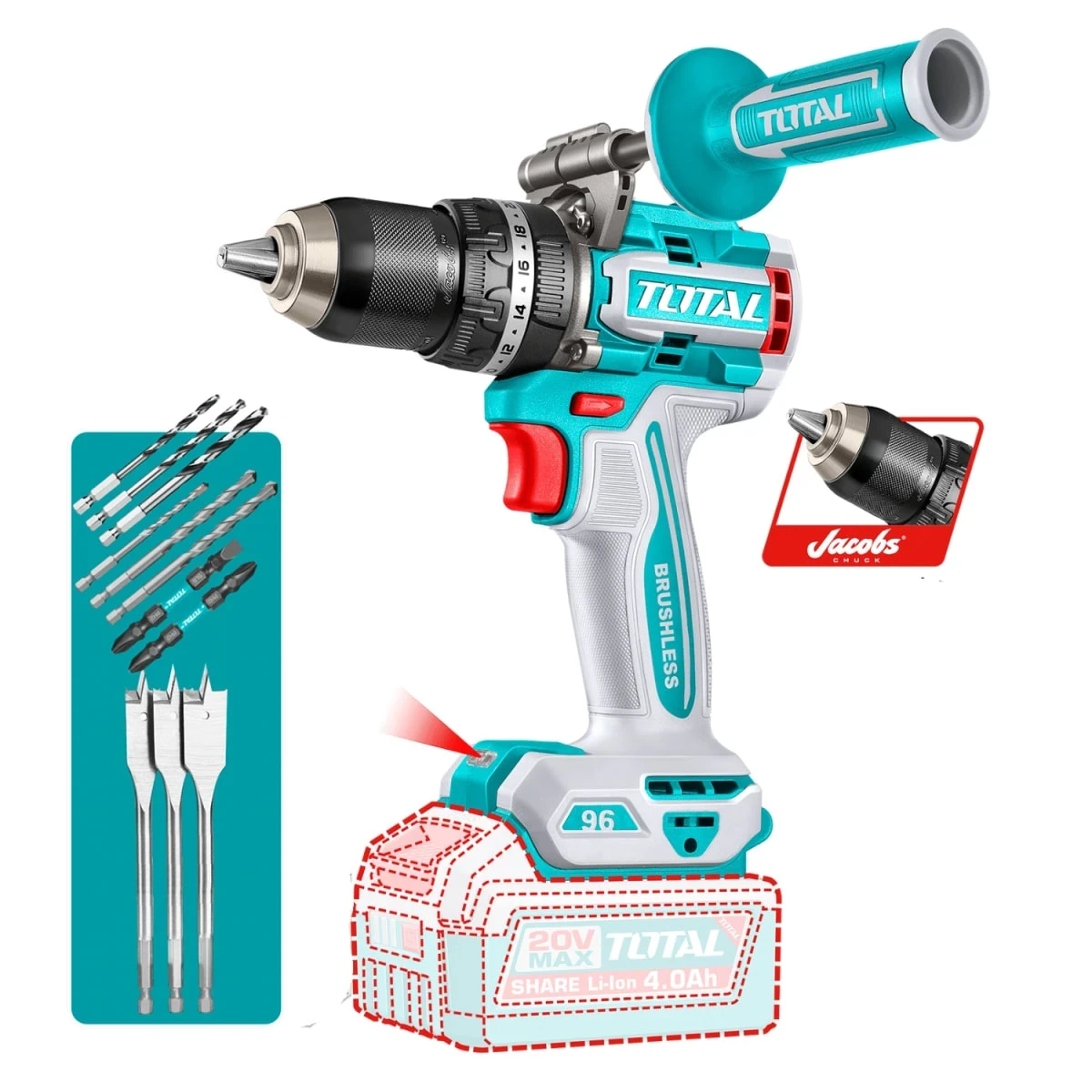 TIDLI209685 Taladro percutor 96nm con mango (solo cabezal) industrial total 3