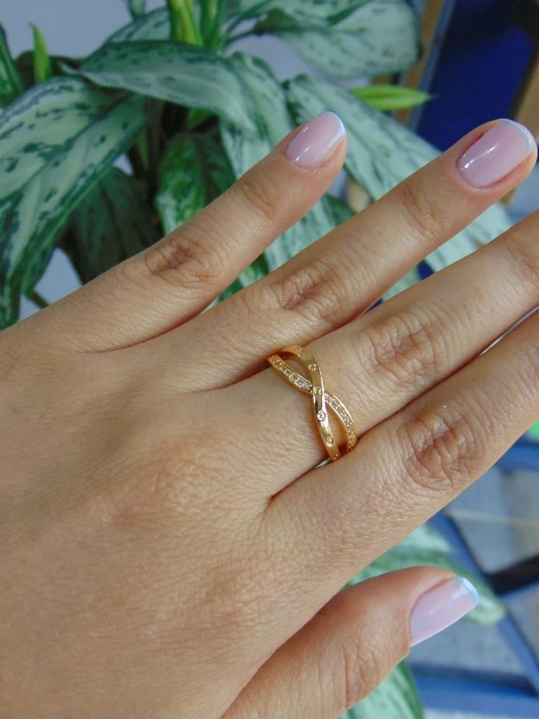PULSERA + ANILLO RODIO DOR CRUZADO 2 LINEAS MICROCIRCONES 2