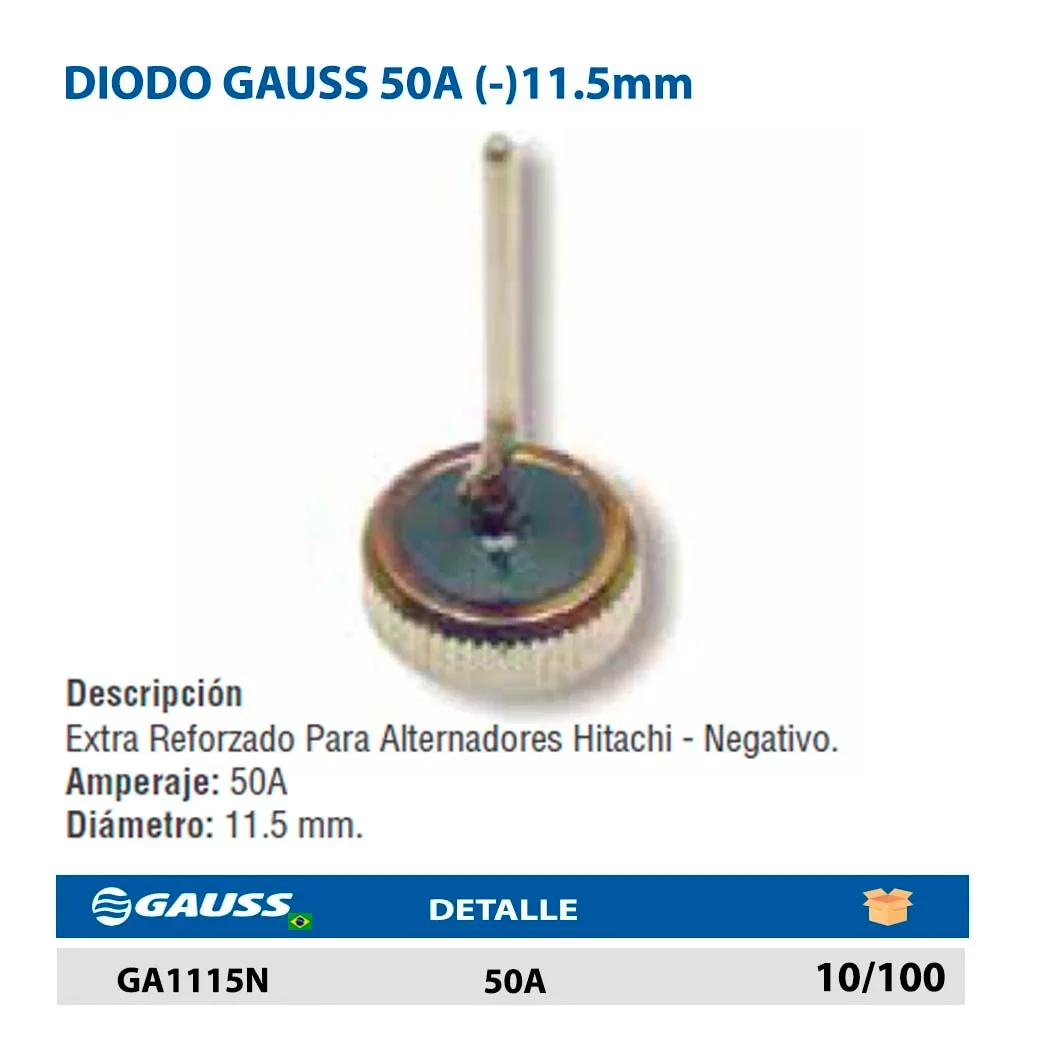 DIODO GAUSS 50A (-)11.5mm 