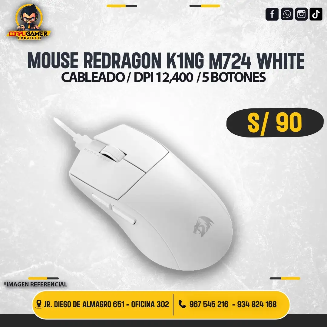 MOUSE REDRAGON K1NG M724 WHITE