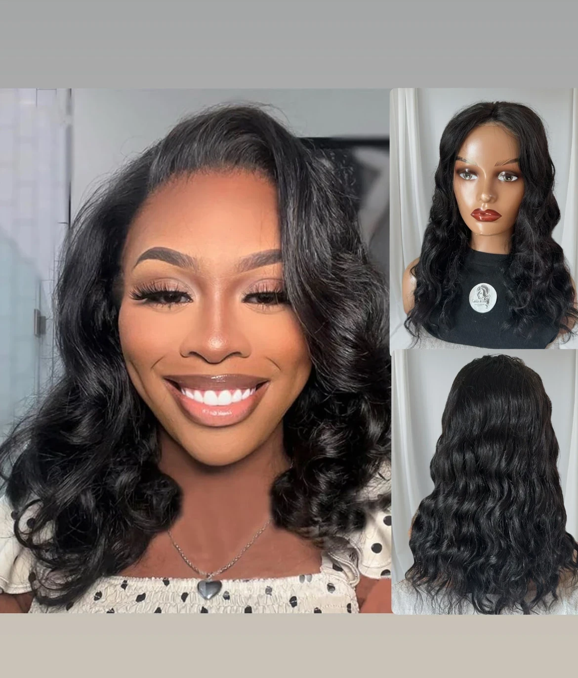 Peluca de cabello humano frontal 4x4  de 18” pulgadas,ondas,  de densidad 180