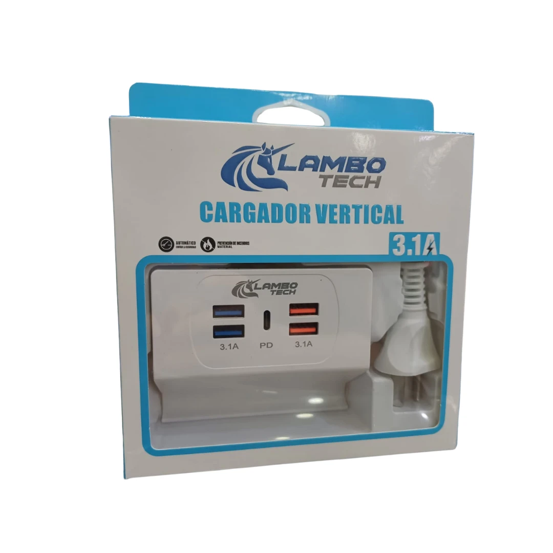 4USB + 1PD 3.1A CARGADOR VERTICAL LAMBOTECH ______